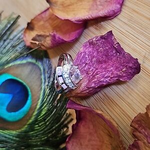 Vintage sterling silver pink topaz pink opal ring